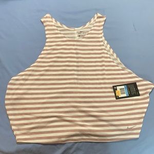 NWT! Nike Dri-Fit cropped tank. Cute mauve and white stripes. Medium